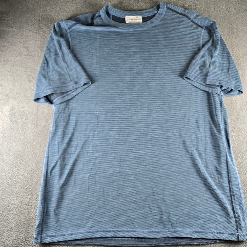 Tommy Bahama IslandZone Reversible T-Shirt Mens Large Blue Short Sleeve Textured